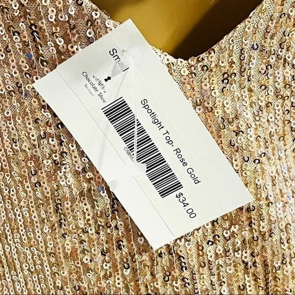 ILLA ILLA Sparkle Rose Gold Strap Top NWT, Small - Picture 8 of 12